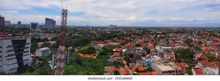 Jakarta, DKI, Indonesia - February 2021: Panoramic city view the south of Jakarta, the capital city of the Republic of Indonesia.