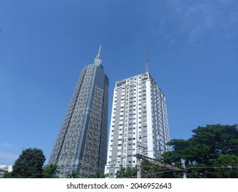 Jakarta, Indonesia - 09 24 2021: View Of Office Building In Clear Sky