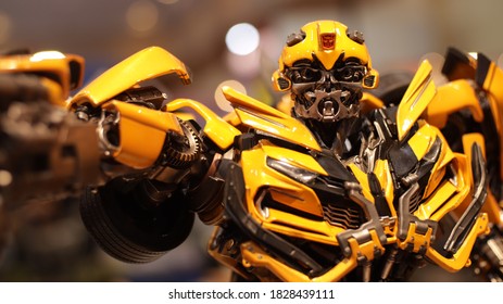 JAKARTA, INDONESIA - 12 October 2019 - An Exhibition Bumble Bee Transformers Action Figure Display On Comic Con 2019 Jakarta