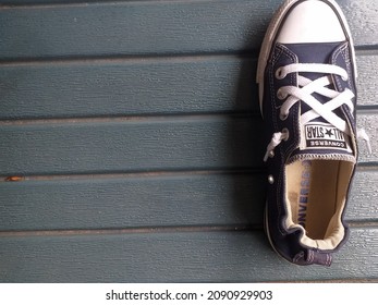 Jakarta - Indonesia, 15 December 2021: Converse All Star Shoes With White Lace