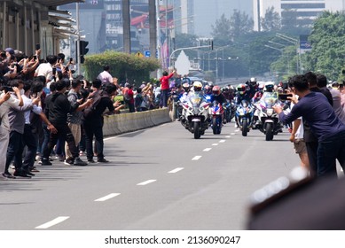 Jakarta, Indonesia - 16 March 2022. Parade MotoGP Mandalika, Indonesia At Jakarta Street. Featured Marc Márquez, Francesco Bagnaia,  Álex Rins, And More.