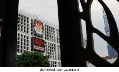 Jakarta Indonesia 18th October 2022 : Countdown Time Election Day Of Indonesia At Indonesia General Elections Commission (KPU) Office