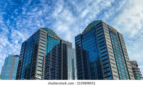 Jakarta, Indonesia - 21 May 2022: A General View Of Mandiri Tower At Jalan Jenderal Sudirman