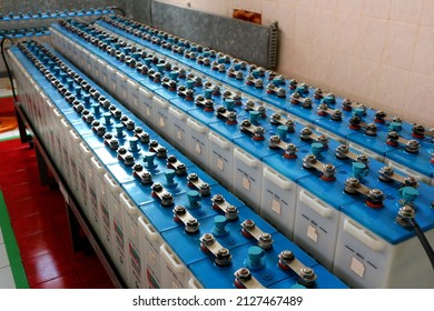 Jakarta, Indonesia, 22 February 2022; The Battery Is Used As A Backup Power Supply System At The Substation