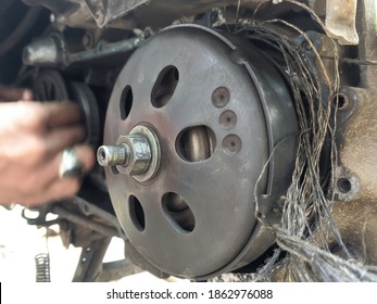 Jakarta Indonesia 28 November 2020. The V belt CVT automatic motor is badly damaged - Shutterstock ID 1862976088