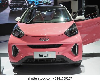 Jakarta, Indonesia, April 2022. Chery EQ1 Electric Car At The Indonesia International Motor Show 2022 Automotive Event.