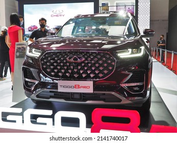 Jakarta, Indonesia, April 2022. Chery Tiggo 8 Pro Car At The Indonesia International Motor Show 2022 Automotive Event.