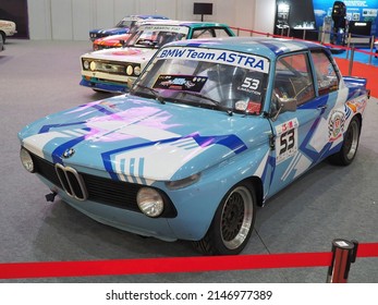 Jakarta, Indonesia, April 2022. A Classic BMW 2002 TI Car On Display At The Indonesia International Motor Show 2022.