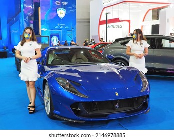 Jakarta, Indonesia, April 2022. A Ferrari 812 Superfast Is On Display At The Indonesia International Motor Show 2022.