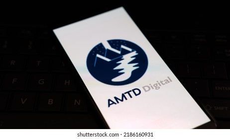 Jakarta, Indonesia - August 04, 2022: AMTD Digital. Inc Logo Displayed On Smartphone With Dark Background. AMTD Digital Is Intelligent Digital Financial Services Platform Based In Hong Kong 