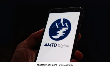 Jakarta, Indonesia - August 04, 2022: AMTD Digital. Inc Logo Displayed On Smartphone With Dark Background. AMTD Digital Is Intelligent Digital Financial Services Platform Based In Hong Kong 