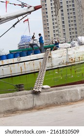 Jakarta, Indonesia - August 23, 2017: View Of Boat In Jakarta Port