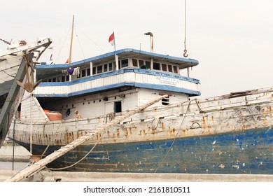 Jakarta, Indonesia - August 23, 2017: View Of Boat In Jakarta Port