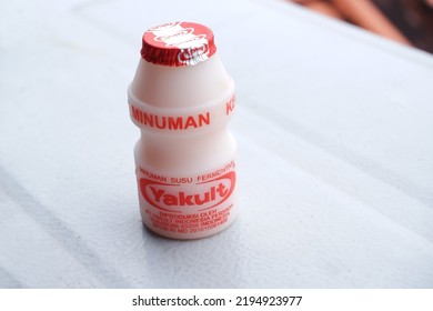 Jakarta, Indonesia - August 28 2022: Yakult Is A Dietary Supplement In The Form Of Probiotic Drinks. Yakult Contains The Good Bacteria Lactobacillus Casei Shirota Strain.