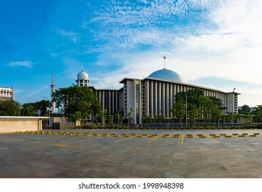 Jakarta, Indonesia - CIRCA June 2021: Exterior of Istiqlal Mosque, Jakarta, Indonesia; at a sunny afternoon