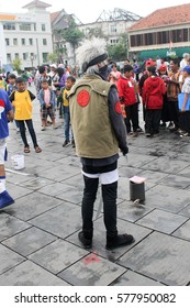 Jakarta, Indonesia - December 17 2015 : Kakashi Hatake Naruto Cosplay In Old Town Aka Kota Tua Jakarta