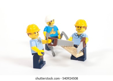 Jakarta, Indonesia - December 22, 2016 : The Carpenters And Clumsy Guy Lego Mini Figure Character