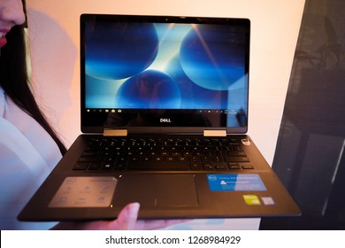 Jakarta, Indonesia - December 28, 2018: The Dell Inspiron 14 5000 2-in-1 laptop.