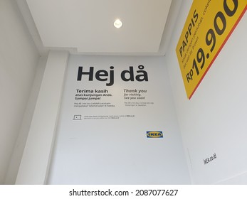 Jakarta Indonesia. December 7, 2021: Thank You Text Sign At The IKEA Food Center Jakarta