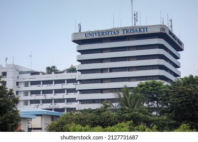 Jakarta, Indonesia - February 20, 2022. White Trisakti University Building That Is In The Grogol Jakarta