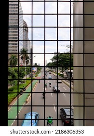 Jakarta, Indonesia - January 25, 2022 : Smooth Traffic In Sudirman Street.