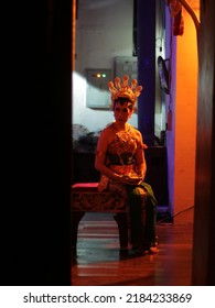 Jakarta, Indonesia - July 11, 2019: A Traditional Dancer Waiting On The Back Stage