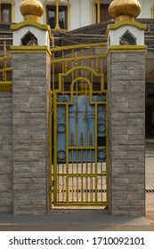 Jakarta, Indonesia - July 13, 2019: Yayasan Sikh Gurdwara Mission, Also Known As Gurdwara Pasar Baru, Can Be Found In The Sawah Besar Area Of Central Jakarta. Main Door, Entrance.