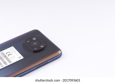 Jakarta, Indonesia, July 31, 2021.  close-up photo of poco X3 pro NFC smartphone, snapdragon 860 and Adreno 640