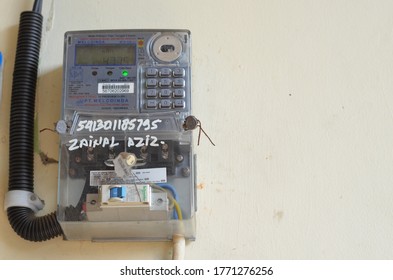 Jakarta, Indonesia - July 7,2020 : Prepaid Electricity Meter For Home Provided By PLN (Indonesian Goverment Electricity Company)