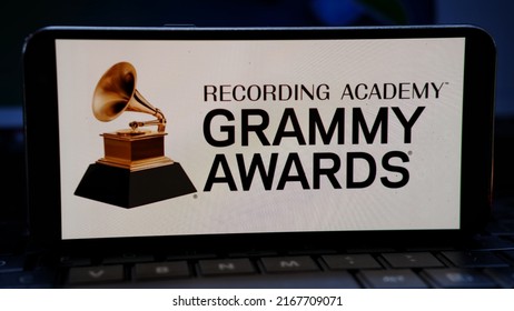 Jakarta, Indonesia - June 15, 2022: RECORDING ACADEMY, GRAMMY AWARDS Logo Displayed On Smartphone