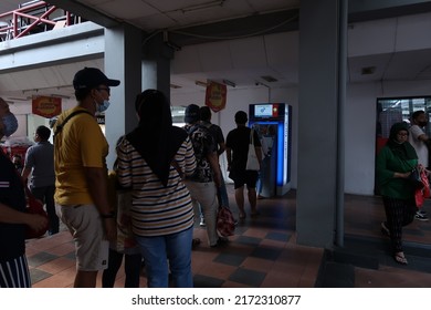 Jakarta, Indonesia - June 26 2022 : ATM Queue At Jakarta Fair Or Antrean ATM PRJ