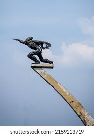 JAKARTA, INDONESIA - MAY 18, 2022 : aerospace statue landmark in Pancoran sub-district, Jakarta
