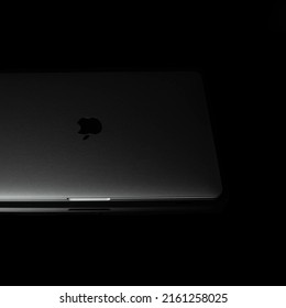 JAKARTA, INDONESIA - May 26, 2022: Macbook Pro 13 Inch 2020 With Colorful Wallpaper On Black Background