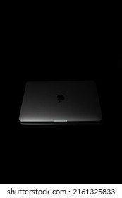 JAKARTA, INDONESIA - May 26, 2022: Macbook Pro 13 Inch 2020 With Colorful Wallpaper On Black Background