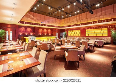 Jakarta, Indonesia - May 26th 2016: 
Restaurant Atmosphere In A Cinema With A Luxurious And Elegant Design