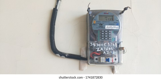 Jakarta, Indonesia - May 27,2020 : Prepaid Electricity Meter For Home Provided By PLN (Indonesian Goverment Electricity Company