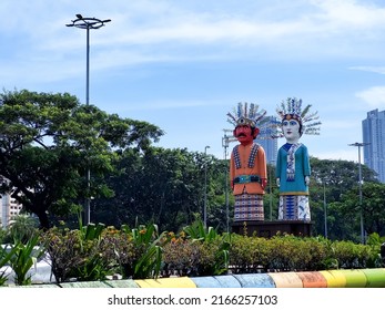 JAKARTA, INDONESIA - MAY 3,2022 : Ondel Ondel Statue At Kemayoran, Jakarta