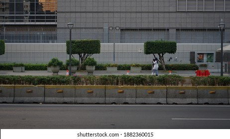 Jakarta, Indonesia - November, 2019 : Pedestrians in the capital city of Jakarta