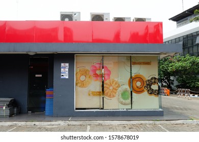 Jakarta, Indonesia - November 23 2019: Backside Facade of Dunkin Donut Store on Cikini area, Jakarta, in the Afternoon 