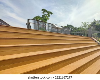 Jakarta, Indonesia - October 2022: Staircase To The Stage At 
River Overflow Room Brigif (Ruang Limpah Sungai Brigif). No People