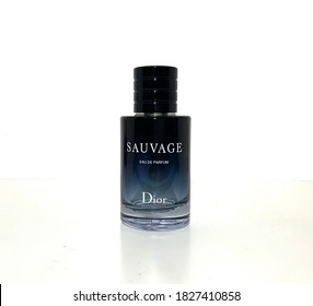 Jakarta, Indonesia - October 5th, 2020 - A Fresh Bottle Of Perfume From Dior With Sauvage As Brand 