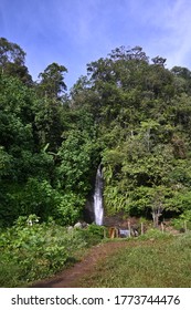 Jakarta, Indonesia On July 09, 2020: Puncak Pass Water Fall In The Morning