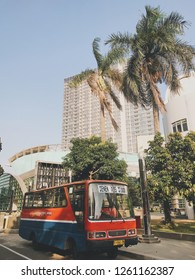 Jakarta, Indonesia - September 11,2018: Bus Parked At Taman Ismail Marzuki, Central Jakarta