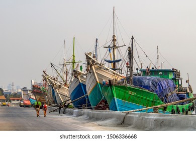 Jakarta, Indonesia - September 14, 2019 : Sunda Kelapa Port Is The Old Port Located On Ciliwung River Estuary And The Port Is Very Important About The History Of The Founding From Jakarta City.