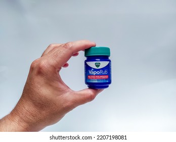 Jakarta, Indonesia - September 27, 2022: Clean Image Of Vicks VepoRub. Vicks VapoRub Ointment Is A Mentholated Topical Cream Manufactured By Vicks