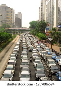 Jakarta, Indonesia Traffic Jam At Noon