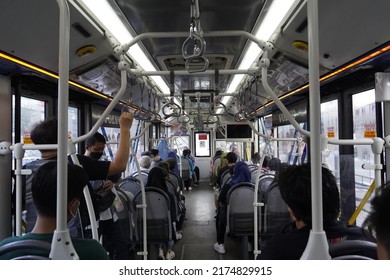 Jakarta, Indonesia-24 June 2022: Inside The Busway