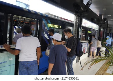 Jakarta, Indonesia-24 June 2022: Terminal Busway Jakarta Condition