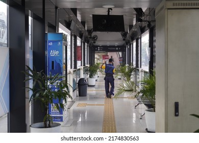 Jakarta, Indonesia-24 June 2022: Terminal Busway Jakarta Condition