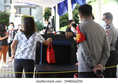 JAKARTA, INDONESIA-APRIL 2021-Combined Army and Police troops guard the church during Good Friday and Easter services on April 02, 2021 in Jakarta. JAKARTA, INDONESIA-APRIL 2021-Combined Army and Police troops guard the church during Good Friday and Easter services on April 02, 2021 in Jakarta.